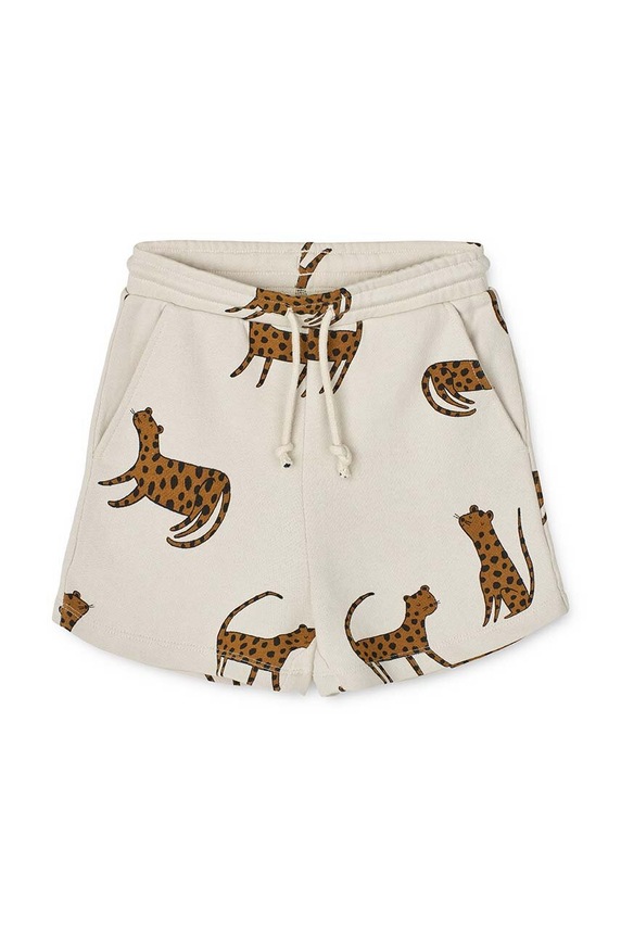 Παιδικό βαμβακερό σορτς Liewood Gram Printed Sweatshorts LW17097 μπεζ SS24