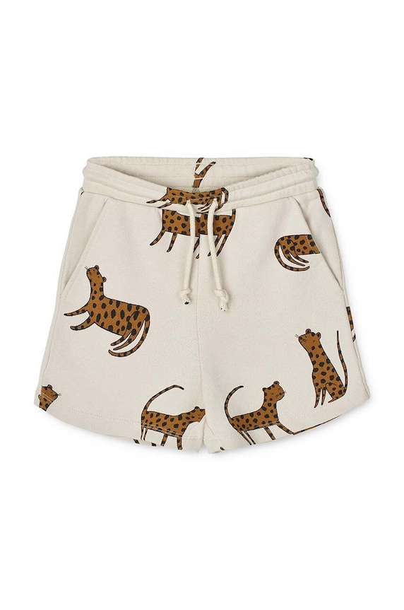 Παιδικό βαμβακερό σορτς Liewood Gram Printed Sweatshorts LW17097 μπεζ SS24