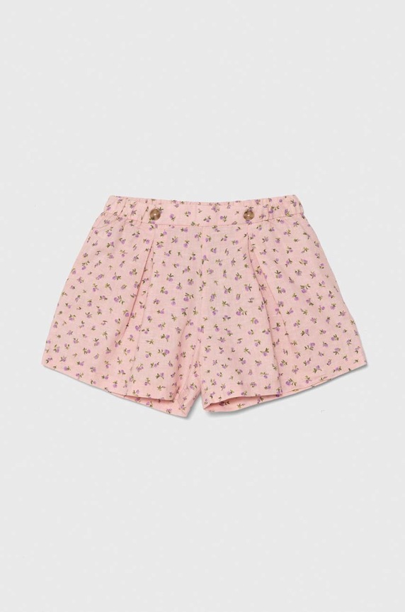 Detské ľanové šortky United Colors of Benetton ľan ružová 4YP7G901K.P.Seasonal