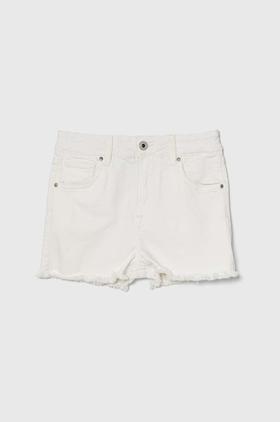 Detské rifľové krátke nohavice Pepe Jeans A-LINE SHORT HW JR rifľovina biela PG800861TR1