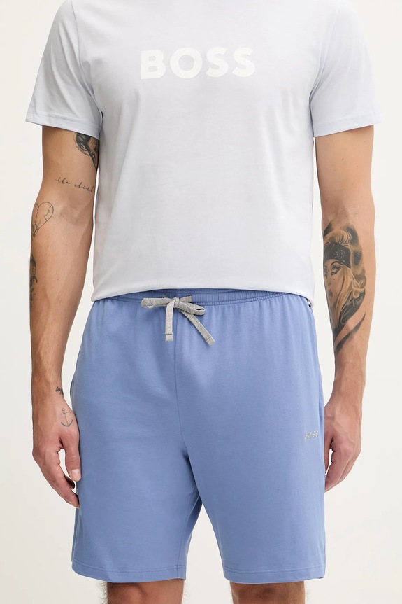 BOSS pantaloni scurți de loungewear bărbătești din bumbac cu elastan Mix&Match Short CW albastru 50515314