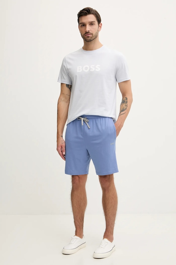 BOSS pantaloni scurți de loungewear bărbătești din bumbac cu elastan Mix&Match Short CW 50515314 albastru SS26