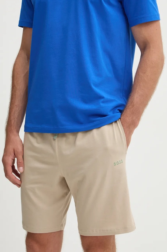BOSS loungewear šortky pánské bavlněné s elastanem Mix&Match Short CW béžová 50515314
