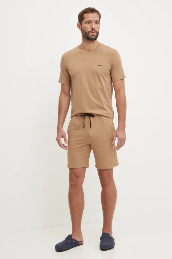 BOSS șorturi de loungewear bărbătești din bumbac cu elastan Mix&Match Short CW 50515314 bej SS26