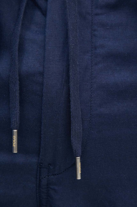 Ľanové nohavice Polo Ralph Lauren 710927863 tmavomodrá