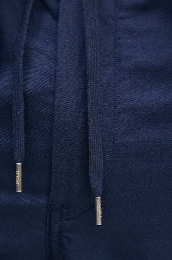 Ľanové nohavice Polo Ralph Lauren 710927863 tmavomodrá