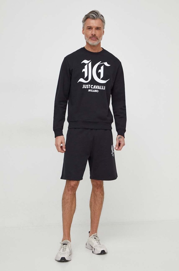Just Cavalli szorty bawełniane 76OADE00.CF100 czarny SS24