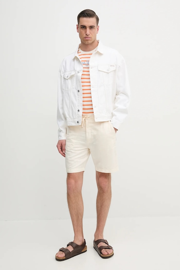 Ľanové šortky Pepe Jeans RELAXED LINEN SMART SHORTS PM801093 béžová SS25