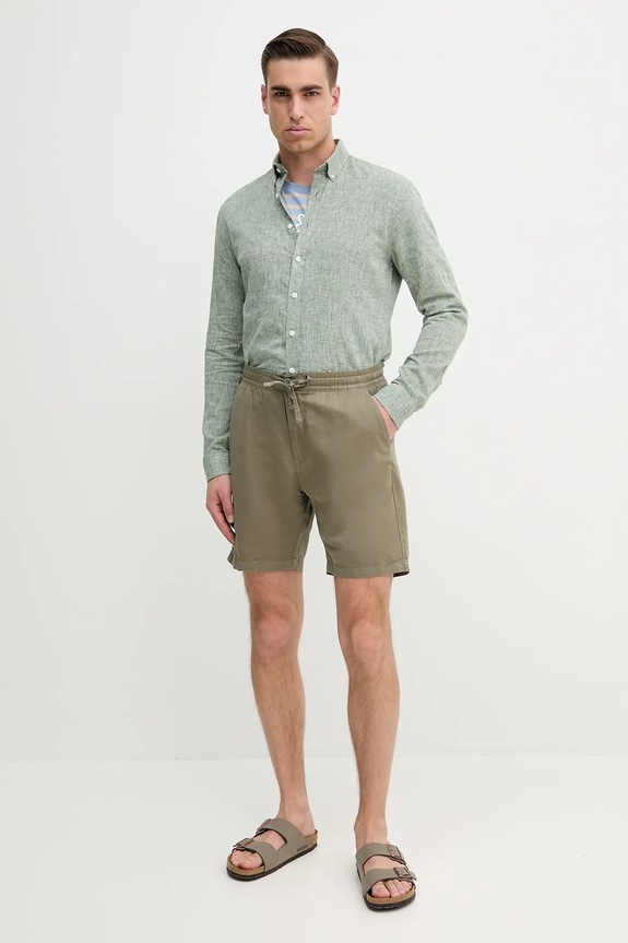Pepe Jeans pantaloni scurti din in RELAXED LINEN SMART SHORTS PM801093 verde SS25