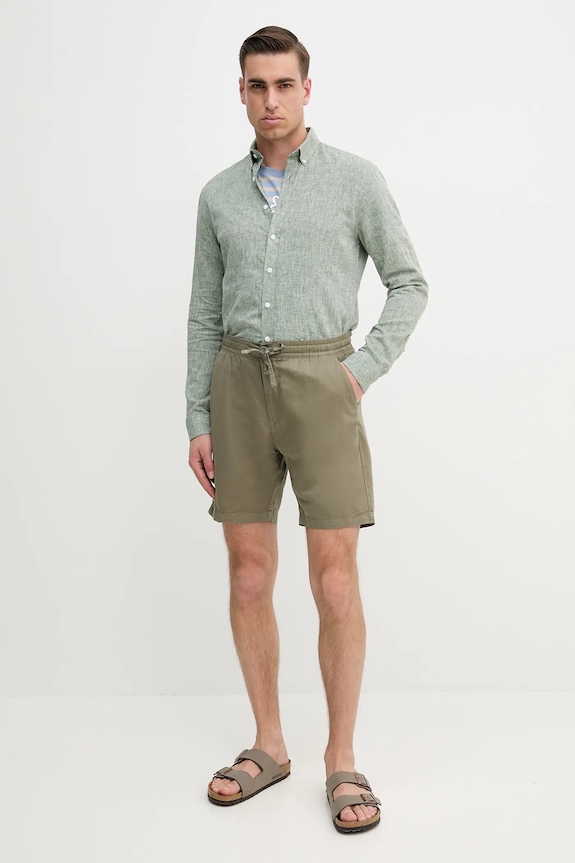 Pepe Jeans pantaloni scurti din in RELAXED LINEN SMART SHORTS PM801093 verde SS25