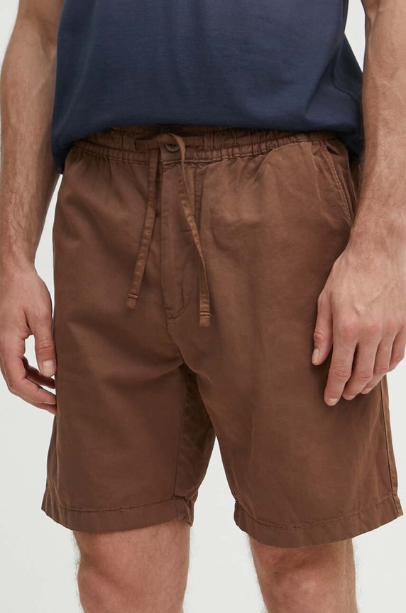 Pepe Jeans szorty lniane RELAXED LINEN SMART SHORTS tkanina brązowy PM801093