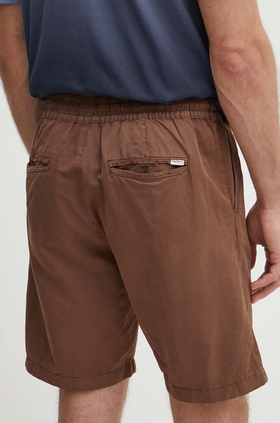 Odzież Pepe Jeans szorty lniane RELAXED LINEN SMART SHORTS PM801093 brązowy