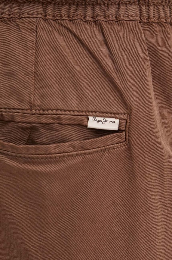 Pepe Jeans szorty lniane RELAXED LINEN SMART SHORTS brązowy PM801093