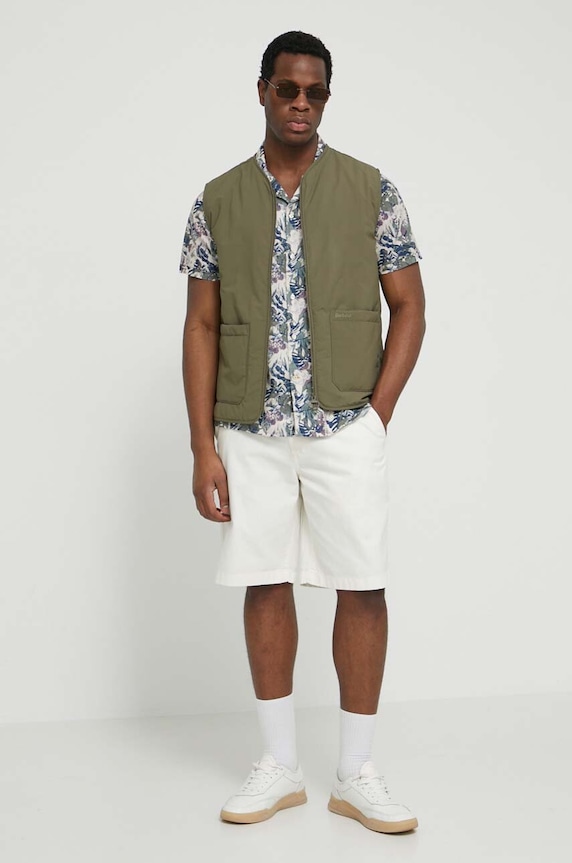Barbour szorty bawełniane MST0006 beżowy SS24