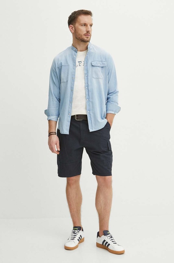 Barbour szorty bawełniane Essentials MST0023 granatowy SS24