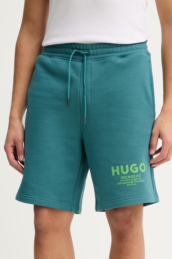 HUGO Blue szorty dresowe męskie bawełniane Nomario turkusowy 50510728