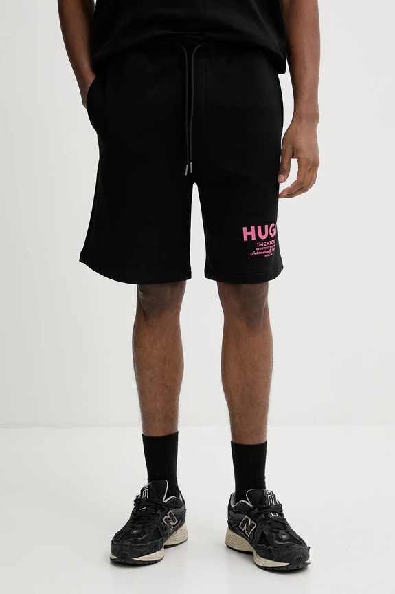 HUGO Blue pantaloni scurți de trening bărbătești din bumbac Nomario negru 50510728