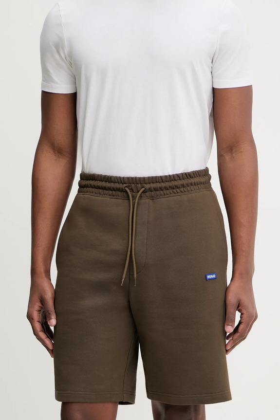HUGO Blue pantaloni scurți de trening bărbătești din bumbac Nasensio bumbac maro 50522364