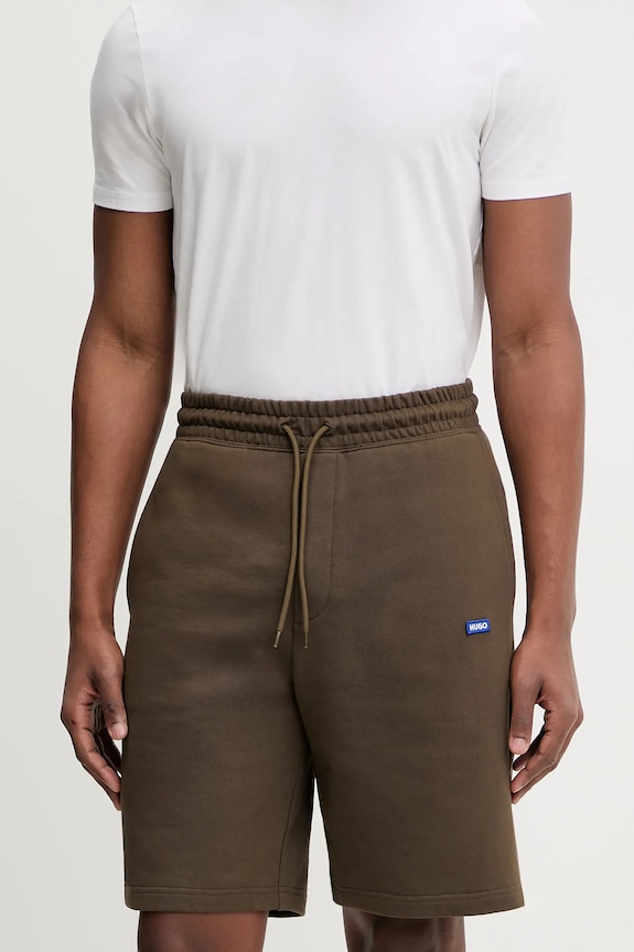 HUGO Blue pantaloni scurți de trening bărbătești din bumbac Nasensio bumbac maro 50522364