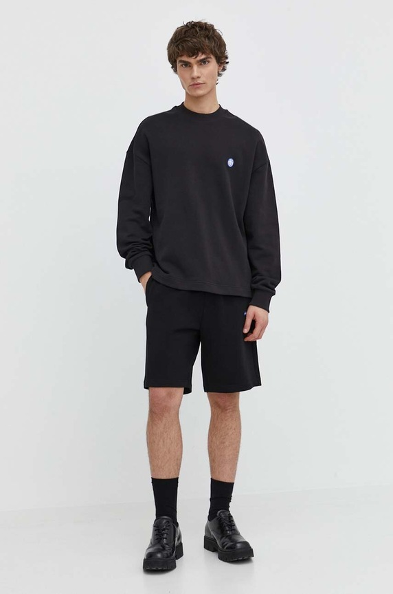 HUGO Blue pantaloni scurți de trening bărbați din bumbac Nasensio 50522364 negru SS26