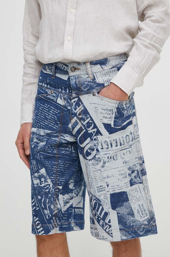 Versace Jeans Couture szorty jeansowe wzorzyste granatowy 76GAD51C.DW074SS0