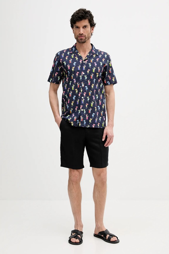 United Colors of Benetton Σορτς Ανδρικά λινά 4AGH59548 μαύρο SS26