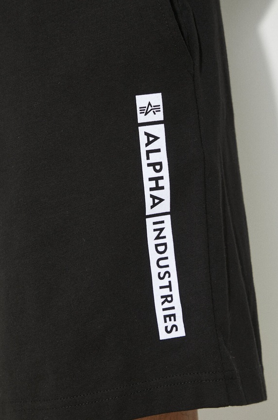 Βαμβακερό σορτσάκι Alpha Industries Flock Logo 146366 μαύρο