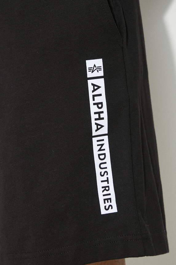 Βαμβακερό σορτσάκι Alpha Industries Flock Logo 146366 μαύρο