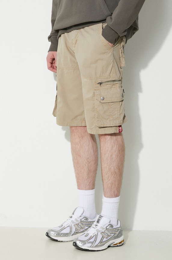 Bavlněné šortky Alpha Industries látka béžová 136250