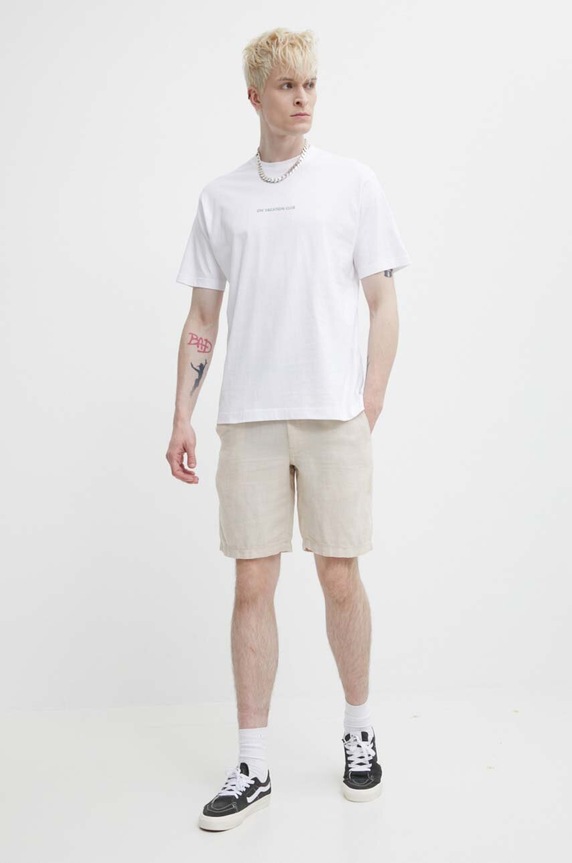 Superdry szorty lniane M7110423A.6XM beżowy SS24
