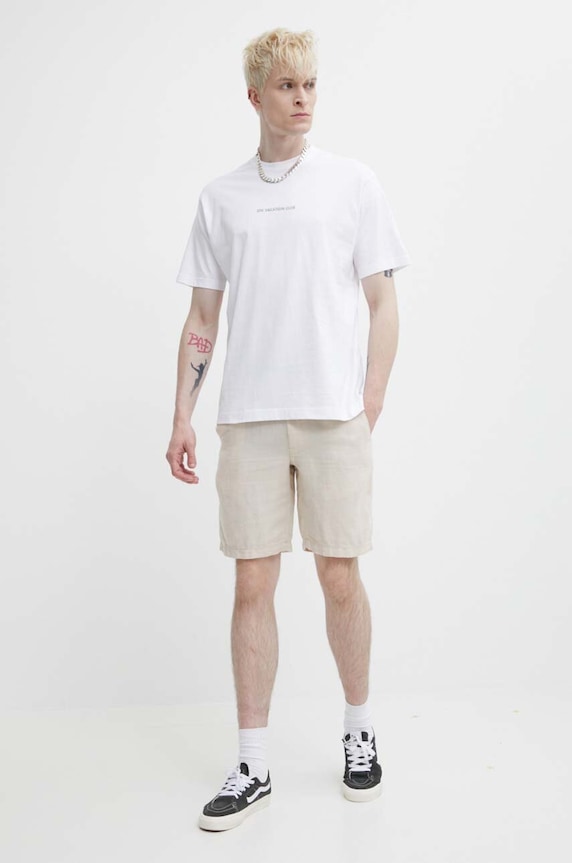 Superdry szorty lniane M7110423A.6XM beżowy SS24