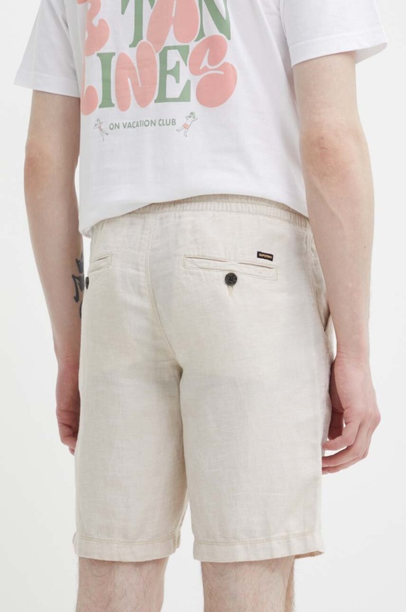 Odzież Superdry szorty lniane M7110423A.6XM beżowy