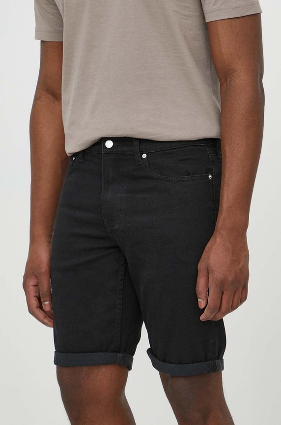 Traper kratke hlače Calvin Klein Jeans s elastinom crna J30J324872