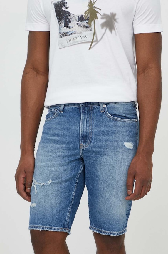 Calvin Klein Jeans farmer rövidnadrág szövet kék J30J324878