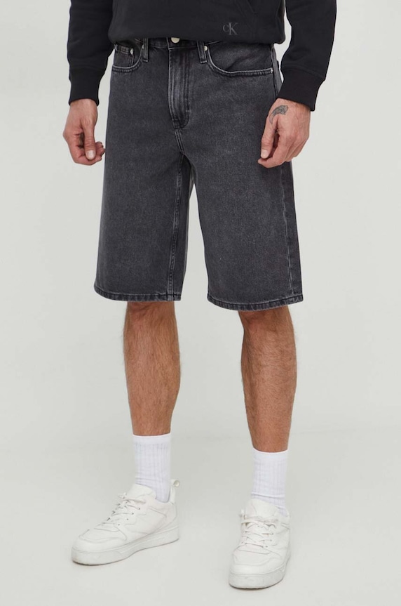 Τζιν σορτς Calvin Klein Jeans βαμβάκι μαύρο J30J325942