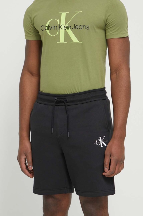 Σορτς Calvin Klein Jeans πλεκτό ύφασμα μαύρο J30J325131