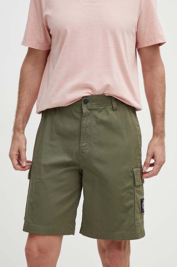 Kraťasy Calvin Klein Jeans látka zelená J30J325140