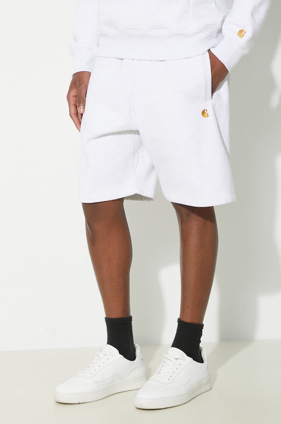 Kraťasy Carhartt WIP Chase Sweat Short hladký šedá I033669.00JXX