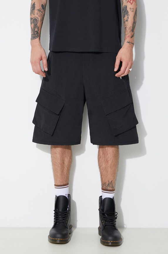 Marcelo Burlon pantaloni scurti Cross Nylon Cargo Shorts panza negru CMCS001S24FAB0011001