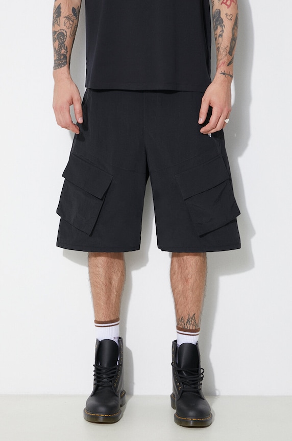 Marcelo Burlon pantaloni scurti Cross Nylon Cargo Shorts panza negru CMCS001S24FAB0011001