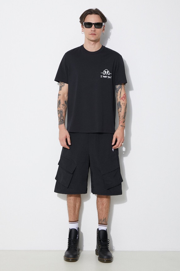 Marcelo Burlon pantaloni scurti Cross Nylon Cargo Shorts CMCS001S24FAB0011001 negru SS24