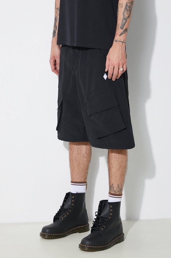 Marcelo Burlon pantaloni scurti Cross Nylon Cargo Shorts negru CMCS001S24FAB0011001