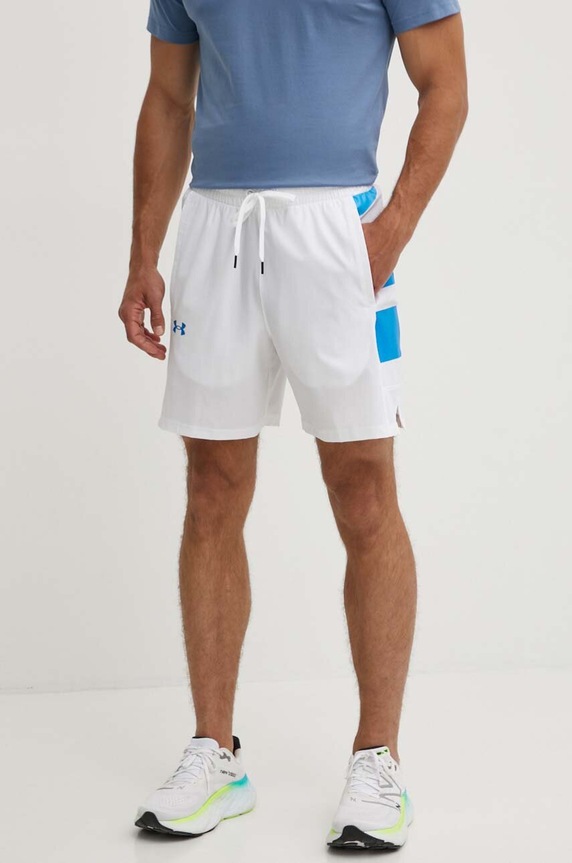 Under Armour szorty treningowe Baseline z elastanem biały 1383391