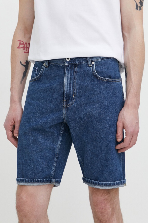 Rifľové krátke nohavice Karl Lagerfeld Jeans bavlna tmavomodrá 241D1125