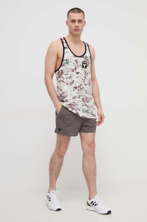 Σορτς προπόνησης Under Armour Project Rock με ελαστάν καφέ 1383214