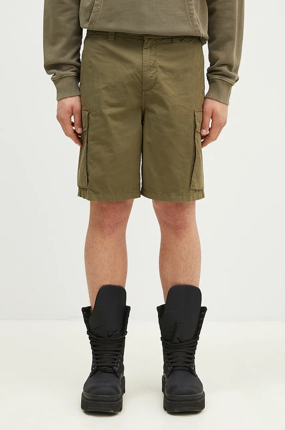 Woolrich pantaloncini in cotone Gabardine Cargo Short cotone verde CFWOSH0051MRUT3665