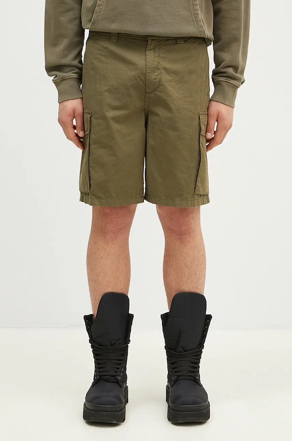 Woolrich pantaloncini in cotone Gabardine Cargo Short cotone verde CFWOSH0051MRUT3665