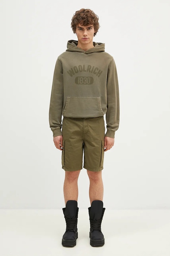 Woolrich pantaloncini in cotone Gabardine Cargo Short CFWOSH0051MRUT3665 verde