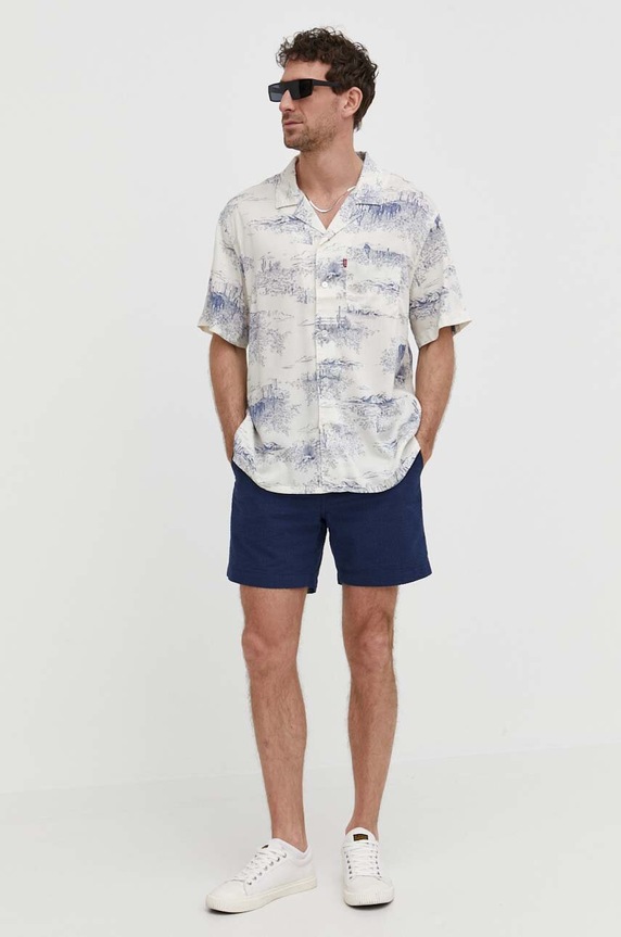 Bavlněné šortky Levi's A4661 námořnická modř SS25