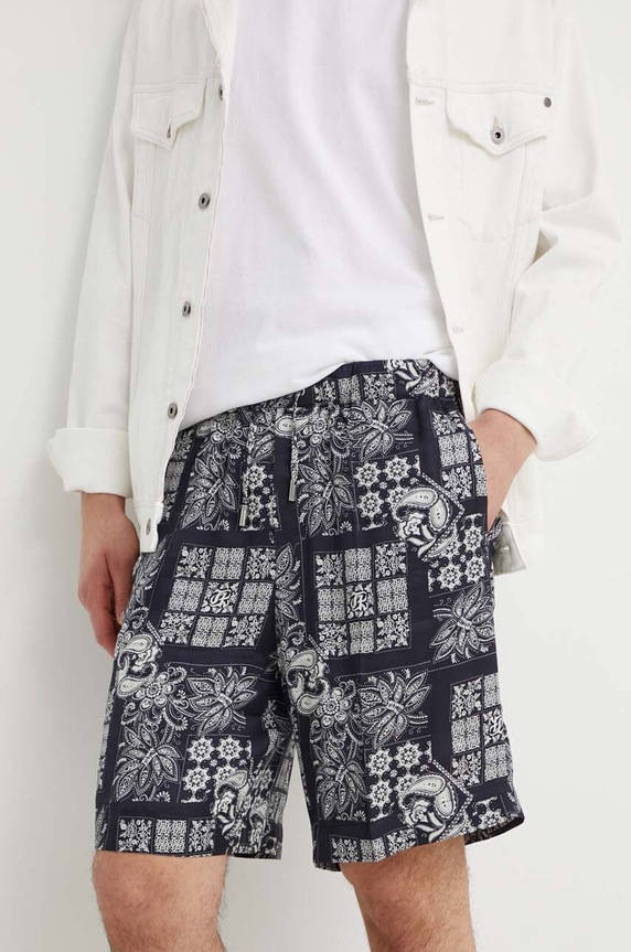 Σορτς The Kooples πλεκτό ύφασμα σκούρο μπλε HSHO28059K